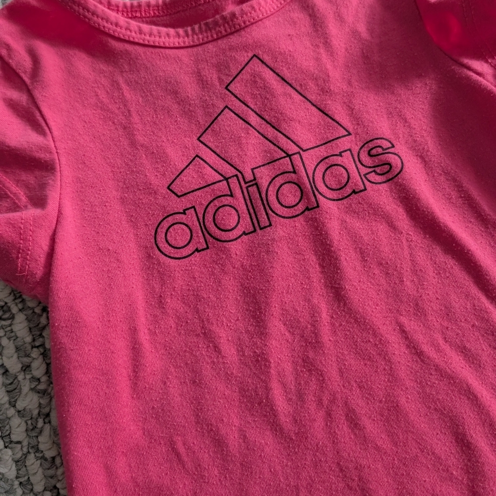 Adidas Girls Toddler 2-Piece T-shirt Shorts Set, Pink/Black - 18 Months - Picture 5 of 7